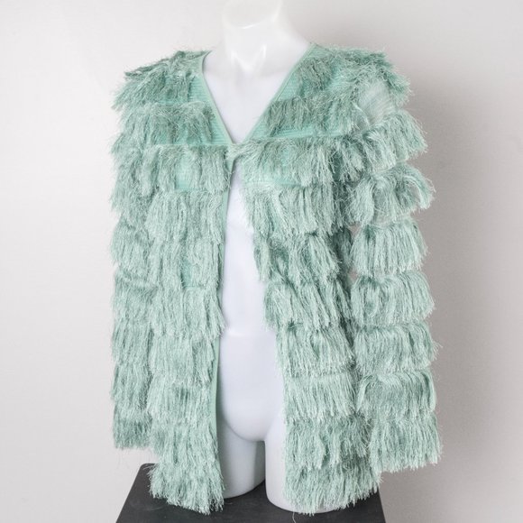 🌟 Host Pick🌟🌟 Green fringe cardigan - XS - Picture 3 of 6